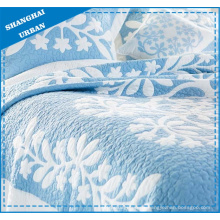 Juego de cama acolchado de poliéster estampado coral azul